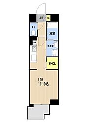 JR鹿児島本線 博多駅 徒歩17分の賃貸マンション 6階ワンルームの間取り