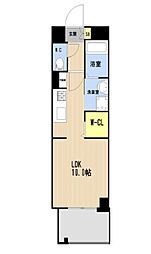 JR鹿児島本線 博多駅 徒歩17分の賃貸マンション 8階ワンルームの間取り