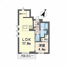 エクラージュ 2階1LDKの間取り