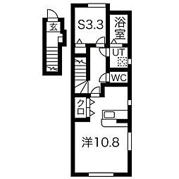 グラース(Grasse) 2階1LDKの間取り