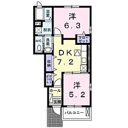 シャンテブリーズ 2DKの間取図画像