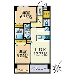 JR筑肥線 波多江駅 徒歩13分の賃貸マンション 7階2SLDKの間取り