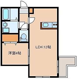 福岡市地下鉄空港線 姪浜駅 徒歩12分の賃貸アパート 3階1LDKの間取り