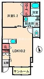 アズールB 1LDKの間取図画像