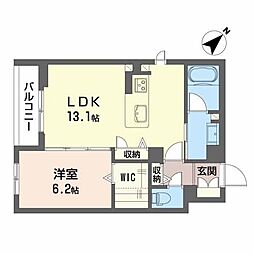 JR東海道本線 浜松駅 徒歩10分の賃貸マンション 2階1LDKの間取り