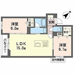 JR東海道本線 浜松駅 徒歩10分の賃貸マンション 3階2LDKの間取り