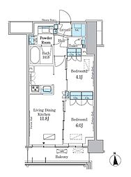 パークアクシス新宿百人町 6階2LDKの間取り