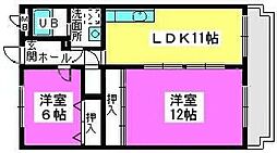 エントピア那珂川2 2LDKの間取図画像