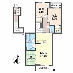 メゾンド香 2LDKの間取図画像