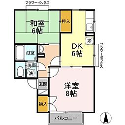 ドリームレジデンス氷鉋　C 1階2DKの間取り