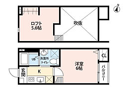 フロルベルデ 1階1Kの間取り
