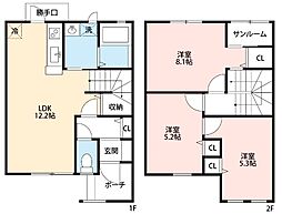 メープルハウス楓館2 3LDKの間取図画像
