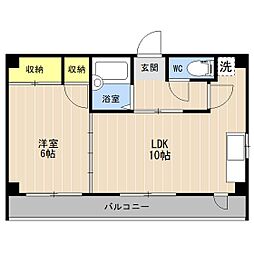 アルモ九品寺 3階1LDKの間取り