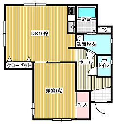グレース・出雲 2階1LDKの間取り
