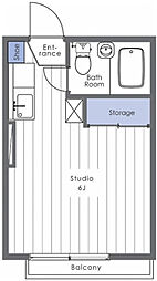 ハウスあすなろ 202 2階ワンルームの間取り