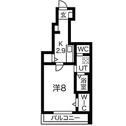 グリシーヌ 1Kの間取図画像
