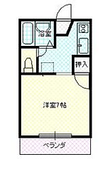 セゾン錦見 1Kの間取図画像