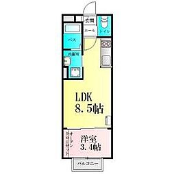 サニーライフ黒松 1階1LDKの間取り