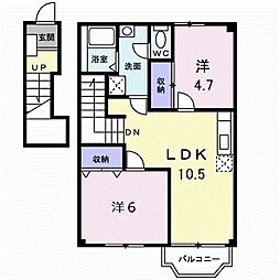 メゾネット比佐津 2LDKの間取図画像