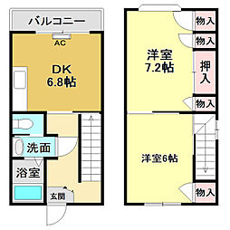 コスモハイツ高須2 4階2DKの間取り
