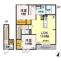 Ulu kanoa 2階2LDKの間取り