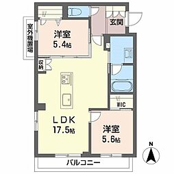 フォンス水前寺公園 2LDKの間取図画像
