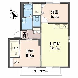 シャーメゾンエイレーネ　3棟 2階2LDKの間取り