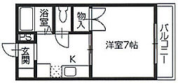 フレグランス翼 1DKの間取図画像