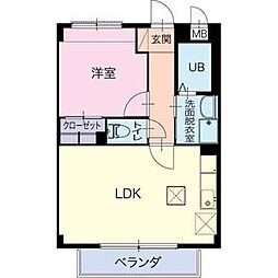 シャンドール・カモノ2 1LDKの間取図画像