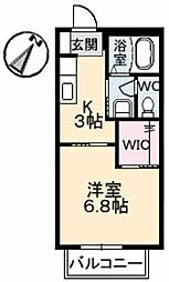 クレスト五月ケ丘 1階1Kの間取り