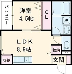 JR豊肥本線 肥後大津駅 6.7kmの賃貸アパート 2階1LDKの間取り