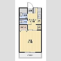 サンハイツ夏目 2階1Kの間取り