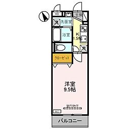 シャルム 1Kの間取図画像