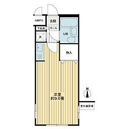 ライオンズマンション京都西洞院 2階ワンルームの間取り