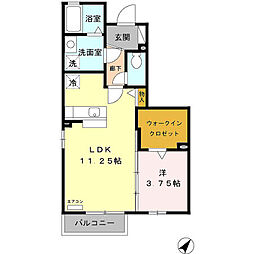 アグリーブルC 1LDKの間取図画像