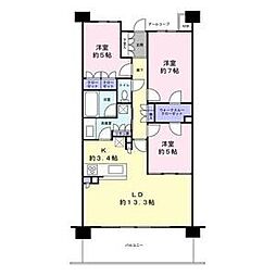 ヒルトップ横浜山手レジデンスF棟 3LDKの間取図画像