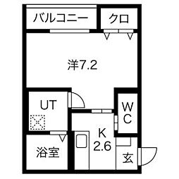 プラザドゥシャレー 3階1Kの間取り