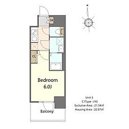 S-RESIDENCE高井田beleta 1Kの間取図画像