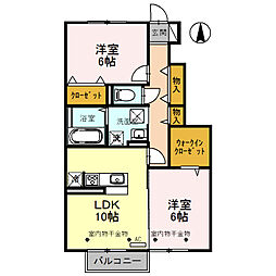 ボナールみなみ 1階2LDKの間取り