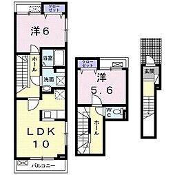 BLESS草加松原D 2LDKの間取図画像
