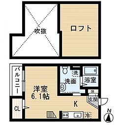 abetina大橋 ワンルームの間取図画像