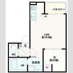 Jack higashimatsuyamamotojukuI 3階1LDKの間取り