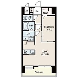 S-RESIDENCEMUTSUMONabreastI 1LDKの間取図画像