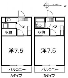 丸ビル 2階1Kの間取り