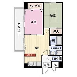 しるく・いち 2DKの間取図画像