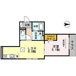 ソルプレーザ玉造 1LDKの間取図画像