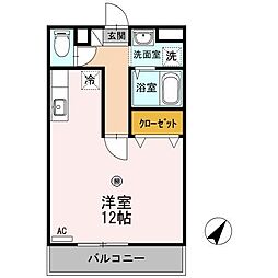アバンウェル今井町I番館 1階ワンルームの間取り