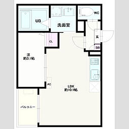 Jack yakushiII 1階1LDKの間取り