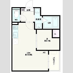 Jack yakushiII 1階1LDKの間取り