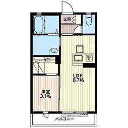エクラージュ柳橋 1階1LDKの間取り